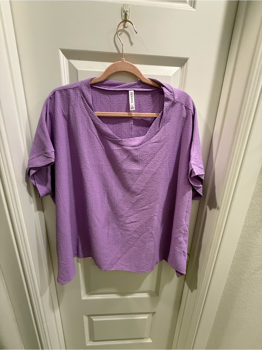 Zenana Outfitters Lavender Short Sleeve Scoop Neck Top